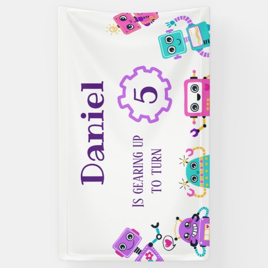 Achtergrond bij themagefeestje Robot Spandoek (Verticaal)