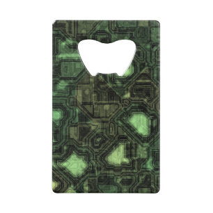 Achtergrond computercircuit kredietkaart flessenopener