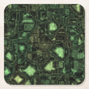 Achtergrond computercircuit vierkante kartonnen onderzetter