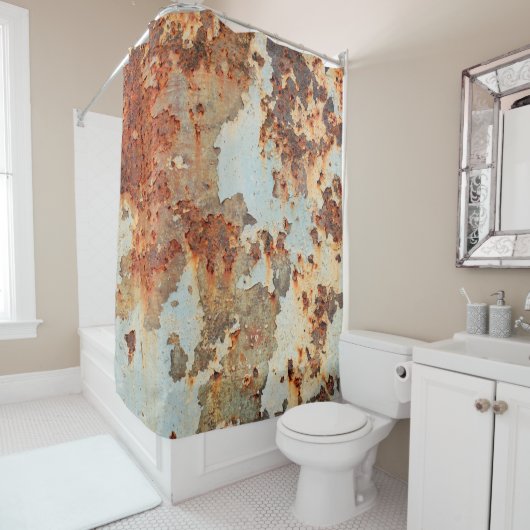 Achtergrond en textuur van het oude roestoppervlak douchegordijn (In situ)