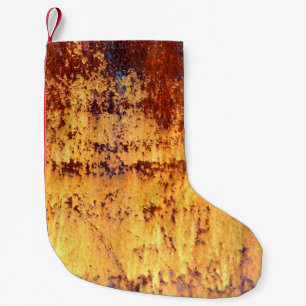Achtergrond en textuur van oude metalen, ruw ijzer kleine kerstsok