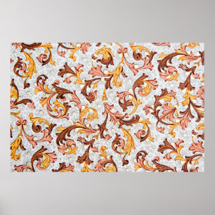  achtergrond - Floral Pattern uit 18e eeuw Poster