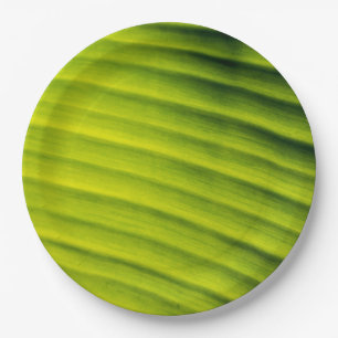 Achtergrond groene bananenblad papieren bordje