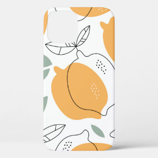 Achtergrond handgetekende Lemons. Naadloos patroon iPhone 12 Hoesje