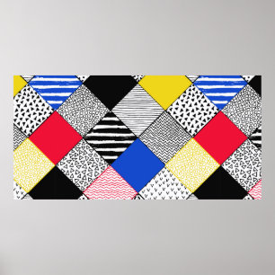Achtergrond handtekening patchwork. Spaanse textuu Poster