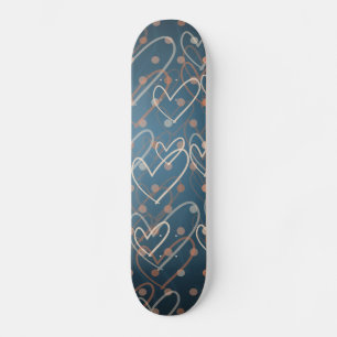 Achtergrond hart en stippen, schaats skateboard