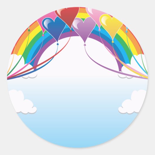 Achtergrond hartbalon ronde sticker (Voorkant)