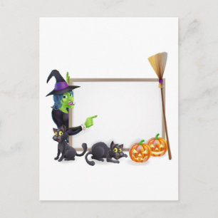 Achtergrond heks-halloween-teken briefkaart