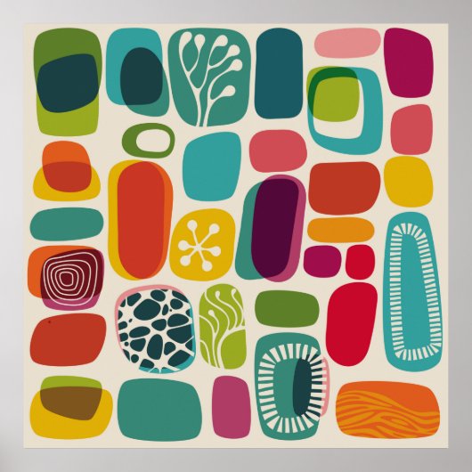 Achtergrond, illustratie, midden, eeuw, modern, p poster (Voorkant)