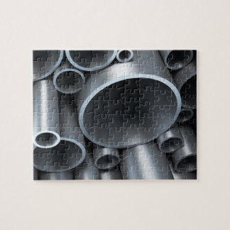 Achtergrond industriële metalen buizen legpuzzel