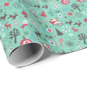 Achtergrond kerstsymbool Patroon Mint Green Cadeaupapier