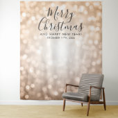 Achtergrond Kerstvakantie Roze Gouden Bokeh Lichtj Wandkleed (In situ)