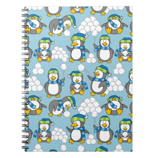 Achtergrond kleine pinguïns notitieboek (Voorkant)