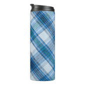 Achtergrond kleurrijke gestripte linde stof thermosbeker (Geroteerd rechts)