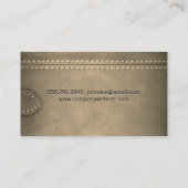 Achtergrond leder en riem visitekaartje (Achterkant)