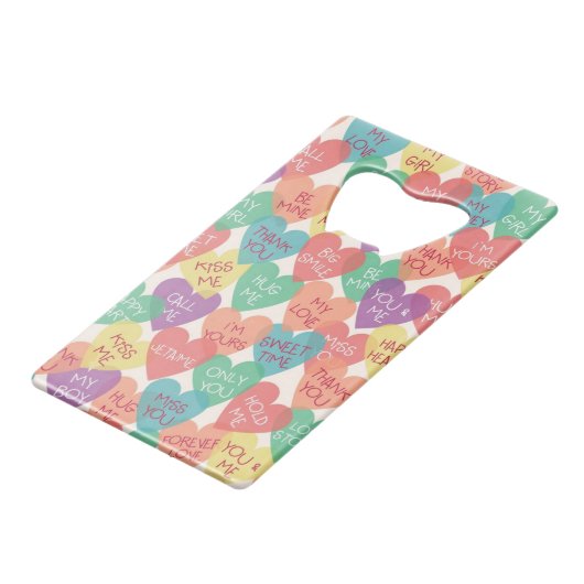 Achtergrond Liefde vorm Kredietkaart Flessenopener (Voorkant Gekanteld)