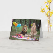 Achtergrond Lion Birthday - achtergrond Aangepaste Kaart (Gele Bloem)