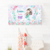 Achtergrond Mermaid Birthday Spandoek (Insitu)