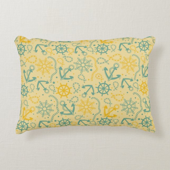 Achtergrond met anker, touwen decoratief kussen (Voorkant)