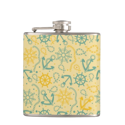 Achtergrond met anker, touwen heupfles (Voorkant)