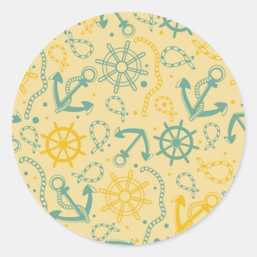 Achtergrond met anker, touwen ronde sticker (Voorkant)