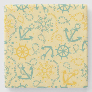 Achtergrond met anker, touwen stenen onderzetter