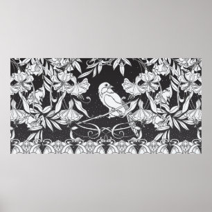 achtergrond met decoratieve bloemen en bir poster