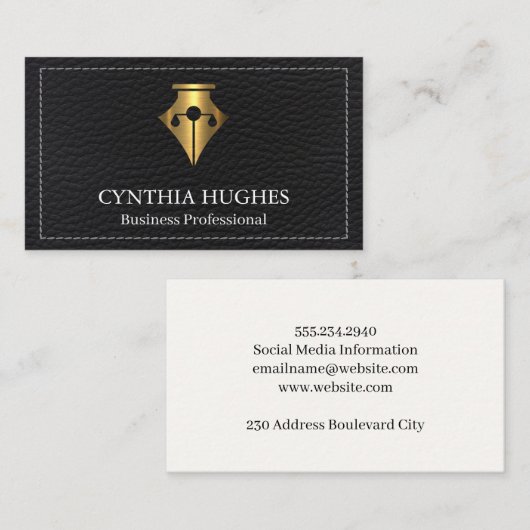 Achtergrond met gelabeld leder | Wettelijke Logo P Visitekaartje (Voorkant / Achterkant)