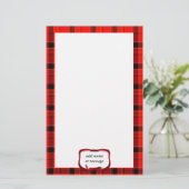 Achtergrond met Kerstmis van Tartan Red Pset Briefpapier (Staand voorkant)