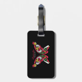 Achtergrond met mooie vlinder. tattoo illust bagagelabel (Achterkant verticaal)