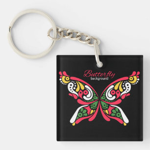 Achtergrond met mooie vlinder. tattoo illust sleutelhanger