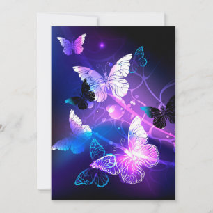 Achtergrond met nachtvliegen bedankkaart