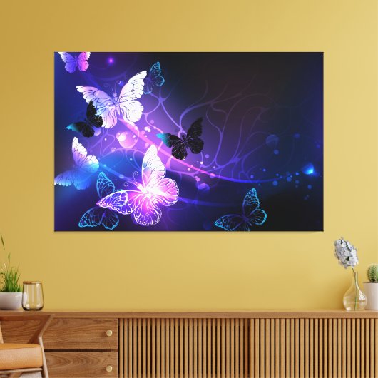 Achtergrond met nachtvliegen canvas afdruk (Insitu (Woonkamer))