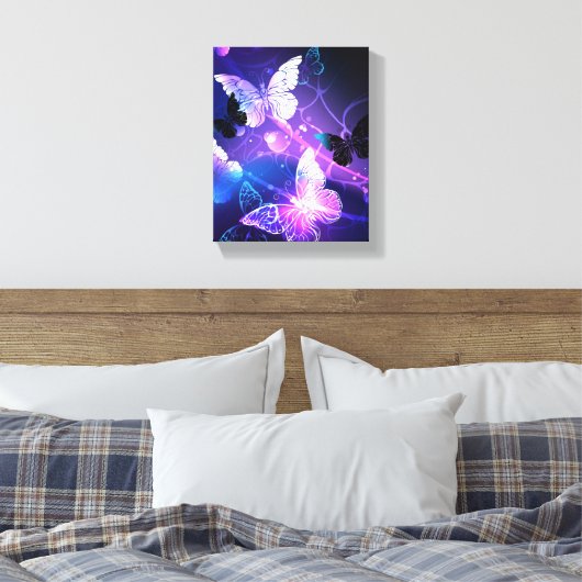 Achtergrond met nachtvliegen canvas afdruk (Insitu (Slaapkamer))