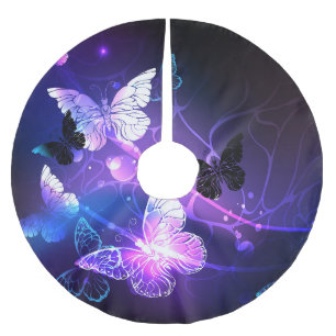 Achtergrond met nachtvliegen kerstboom rok