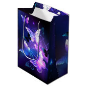 Achtergrond met nachtvliegen medium cadeauzakje (Voorkant Gekanteld)