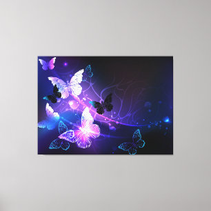 Achtergrond met nachtvlinders canvas afdruk