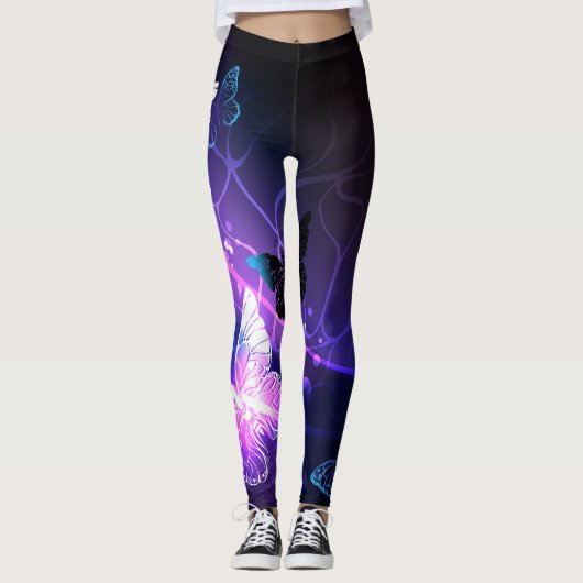 Achtergrond met Nachtvlinders Leggings (Voorkant)
