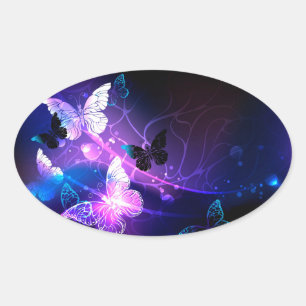 Achtergrond met nachtvlinders ovale sticker