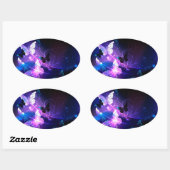 Achtergrond met nachtvlinders ovale sticker (Vel)