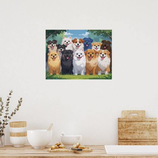 Achtergrond met schattige honden poster (Keuken)