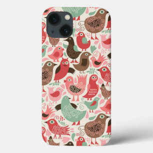 achtergrond met schattige vogels iPhone 13 hoesje
