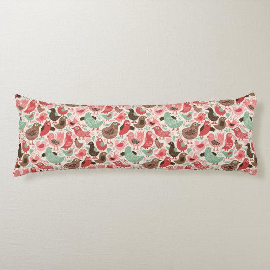 achtergrond met schattige vogels lichaamskussen (Voorkant)