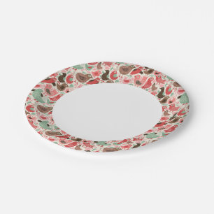 achtergrond met schattige vogels papieren bordje