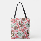 achtergrond met schattige vogels tote bag (Achterkant)