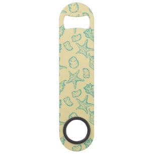 Achtergrond met schelpen. Handtekening 2 Speed Flessenopener