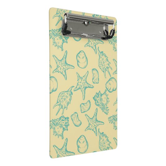 Achtergrond met schelpen. Handtekening Mini Klembord (Schuin)