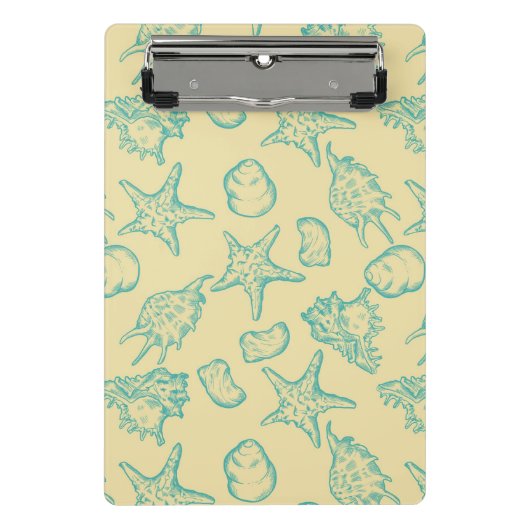 Achtergrond met schelpen. Handtekening Mini Klembord (Voorkant)
