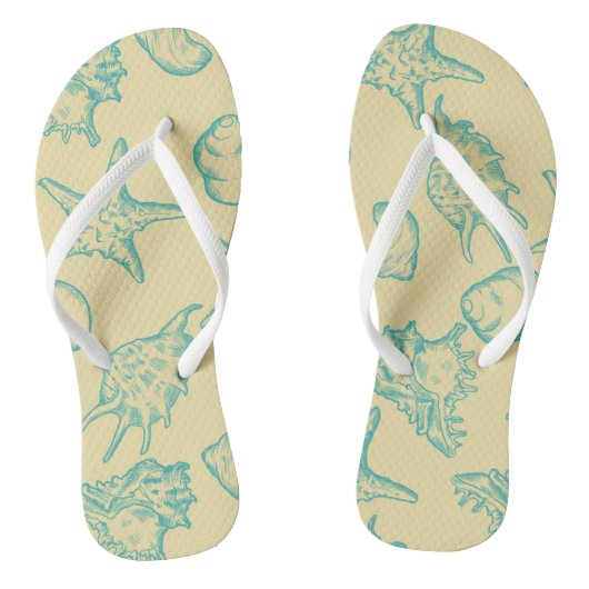 Achtergrond met schelpen. Handtekening Teenslippers (Voetbed)