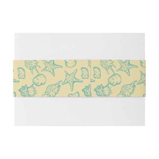 Achtergrond met schelpen. Handtekening Uitnodigingen Wikkel (Achterkant Voorbeeld)